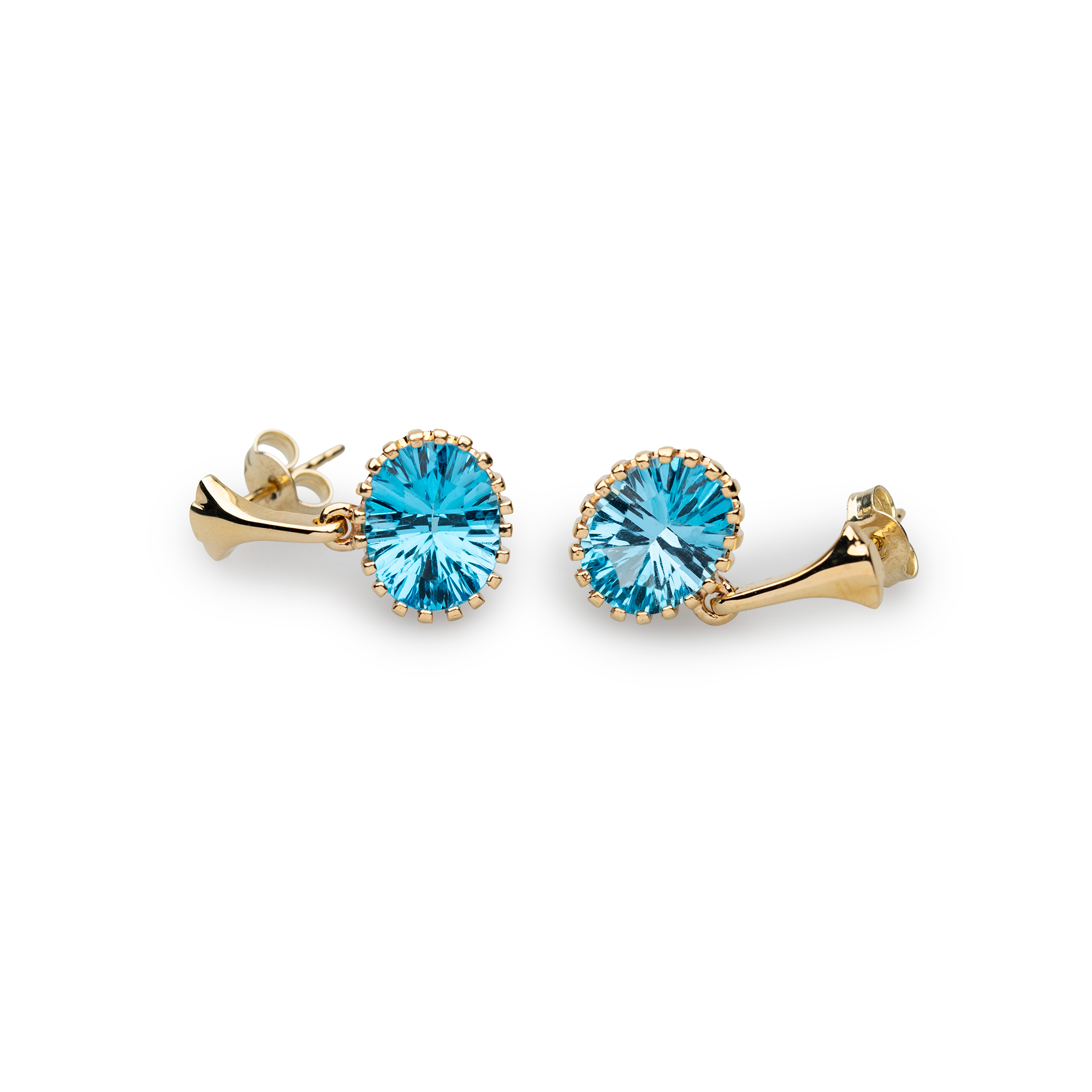 Swiss Blue Topaz Fan Drop Earrings