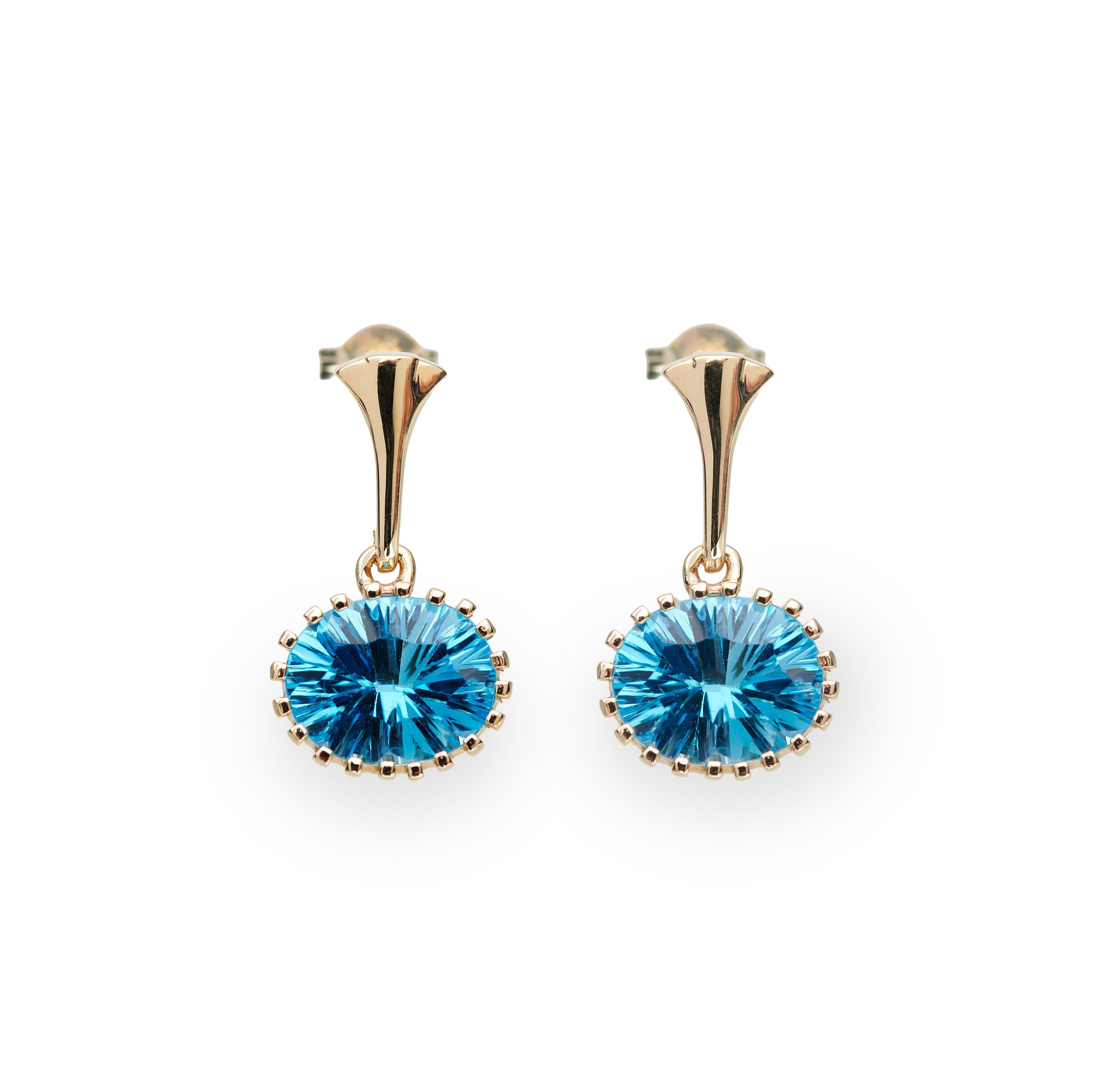 Swiss Blue Topaz Fan Drop Earrings
