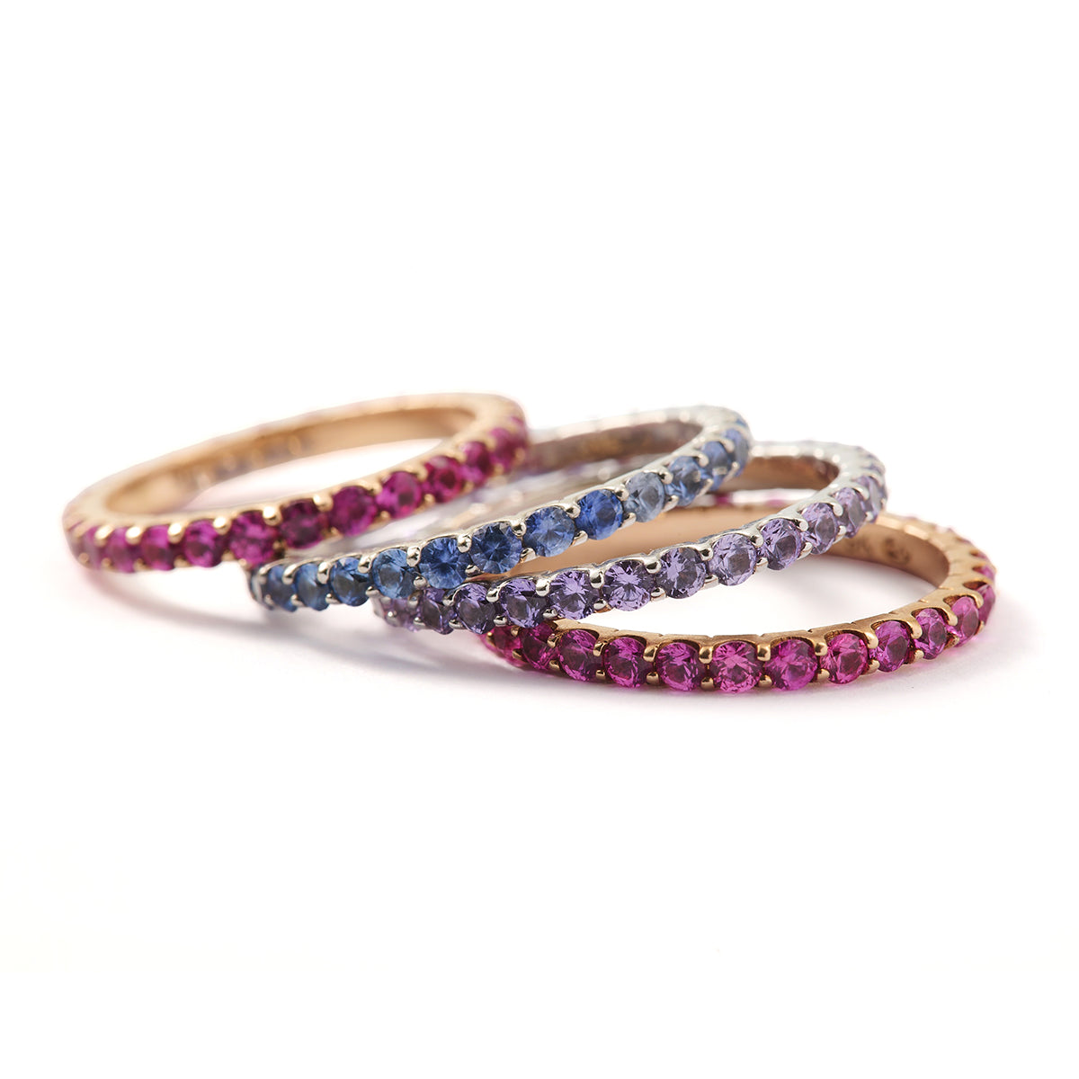 Lilac, Ceylon-blue and Pink Sapphire Bands | Alison Schmidt Jewellery