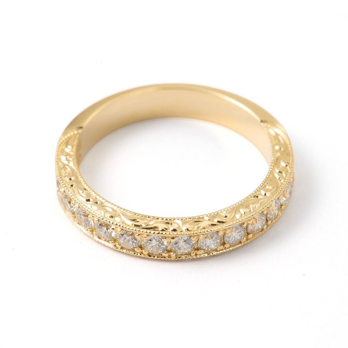 Pavé-set Diamond Band with Antique Engraving | Alison Schmidt Jewellery