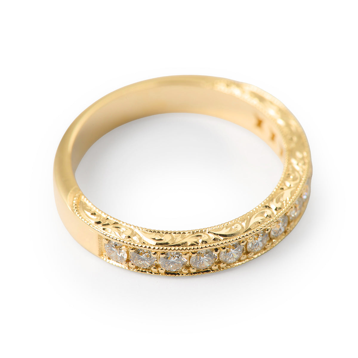 Pavé-set Diamond Band with Antique Engraving | Alison Schmidt Jewellery