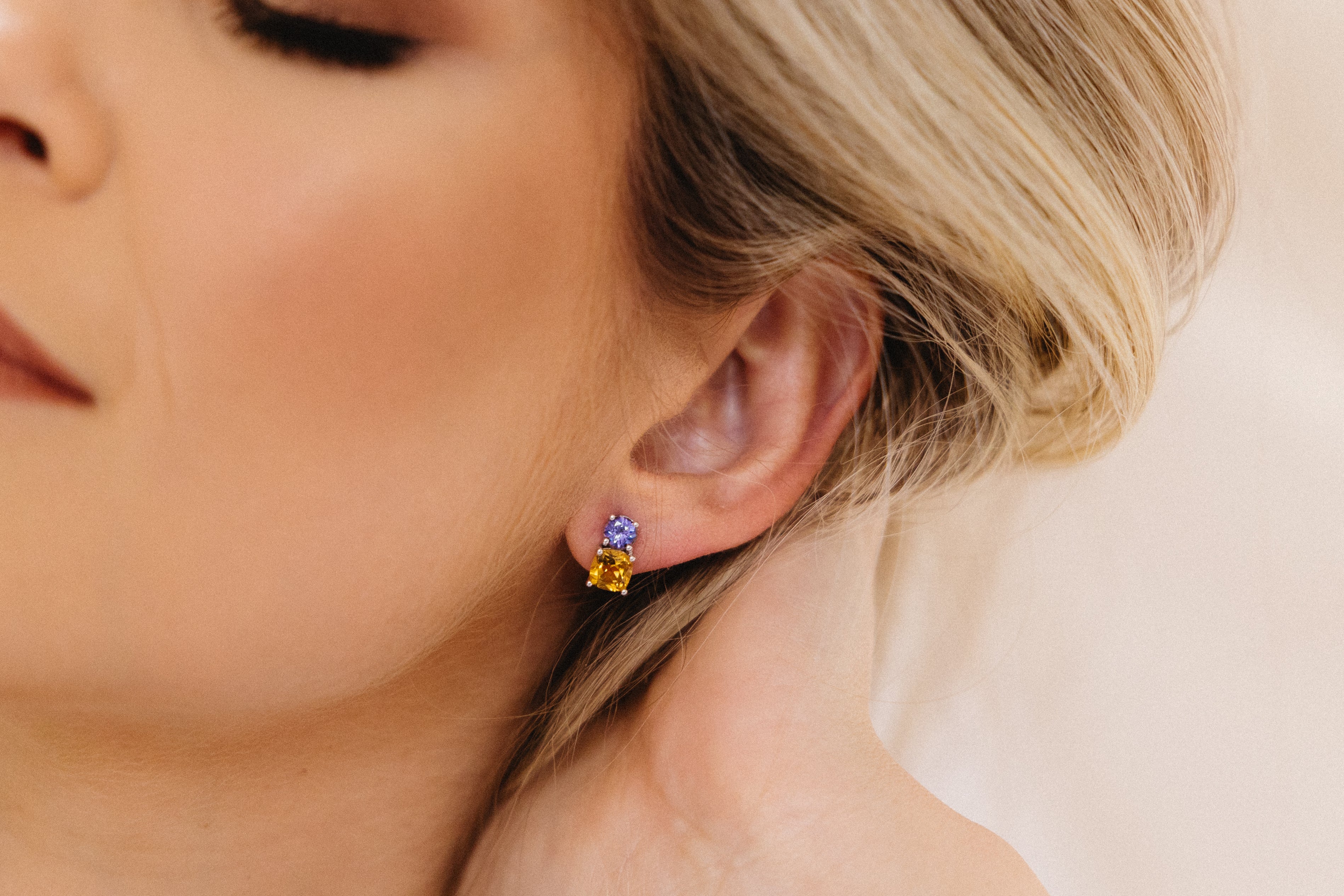 Glow on Glow Earrings Tanzanite and Citrine by Ali Schmidt Jewellery