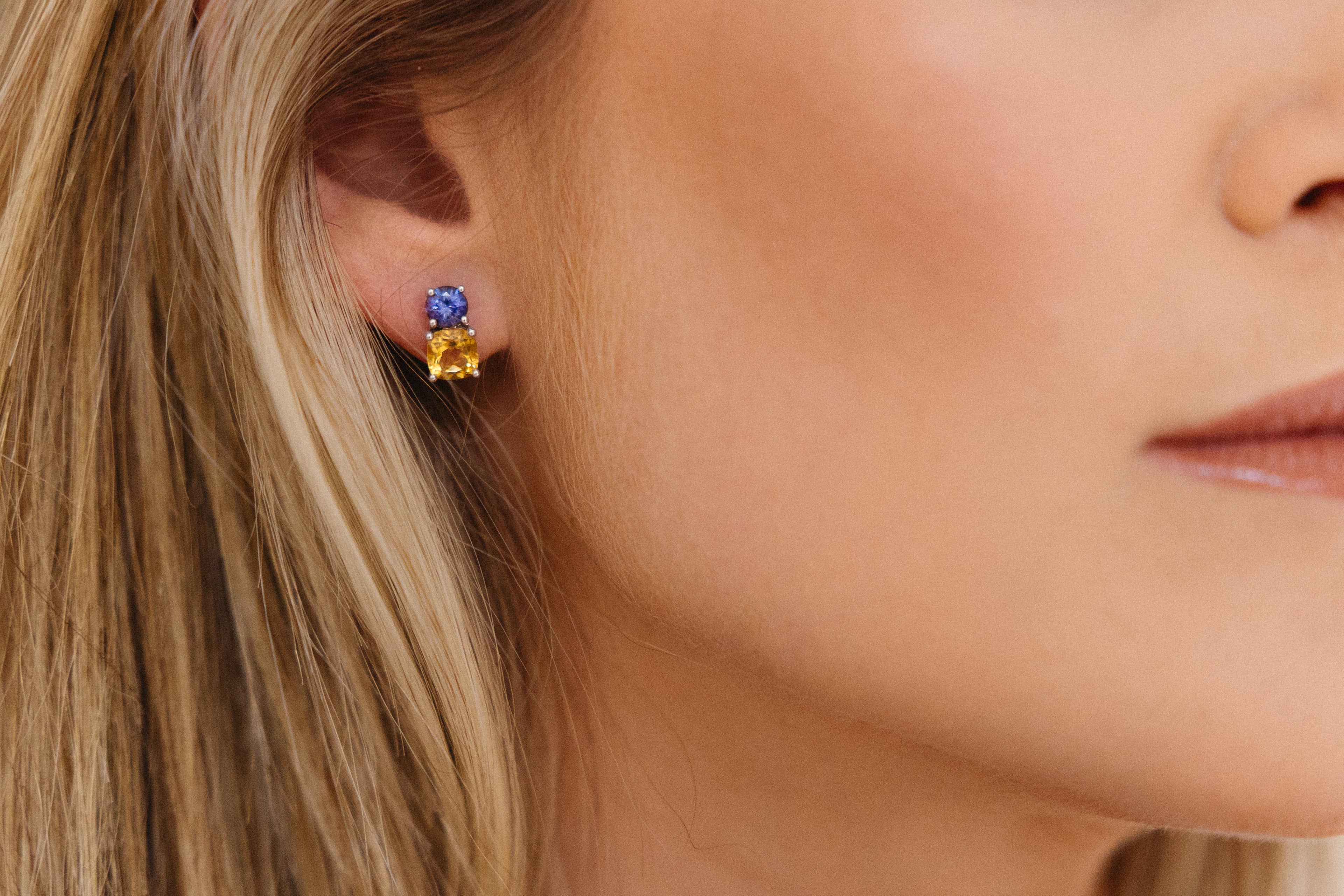 Glow on Glow Earrings Tanzanite and Citrine by Ali Schmidt Jewellery