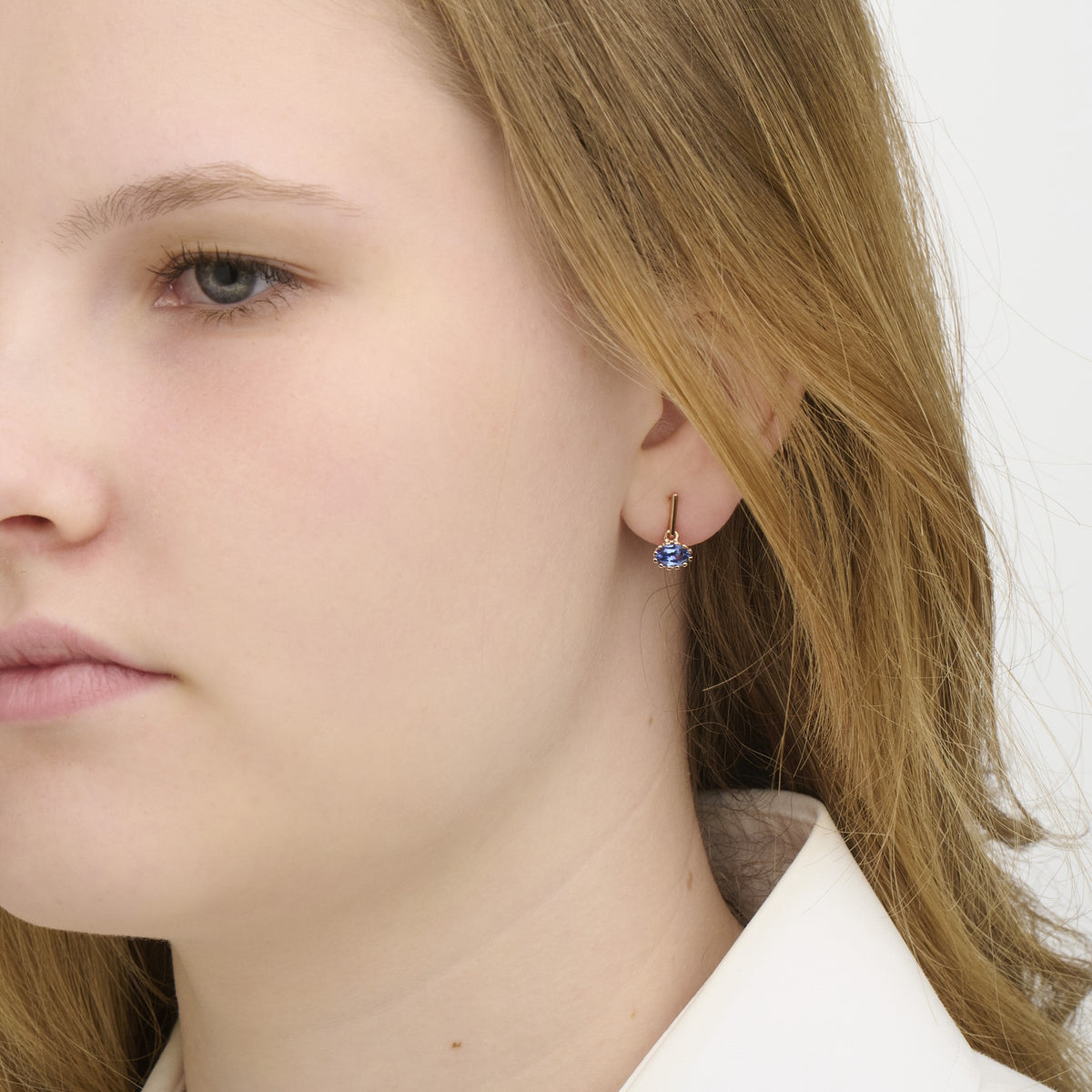 Light Royal Blue Sapphire Pin Drop Earrings