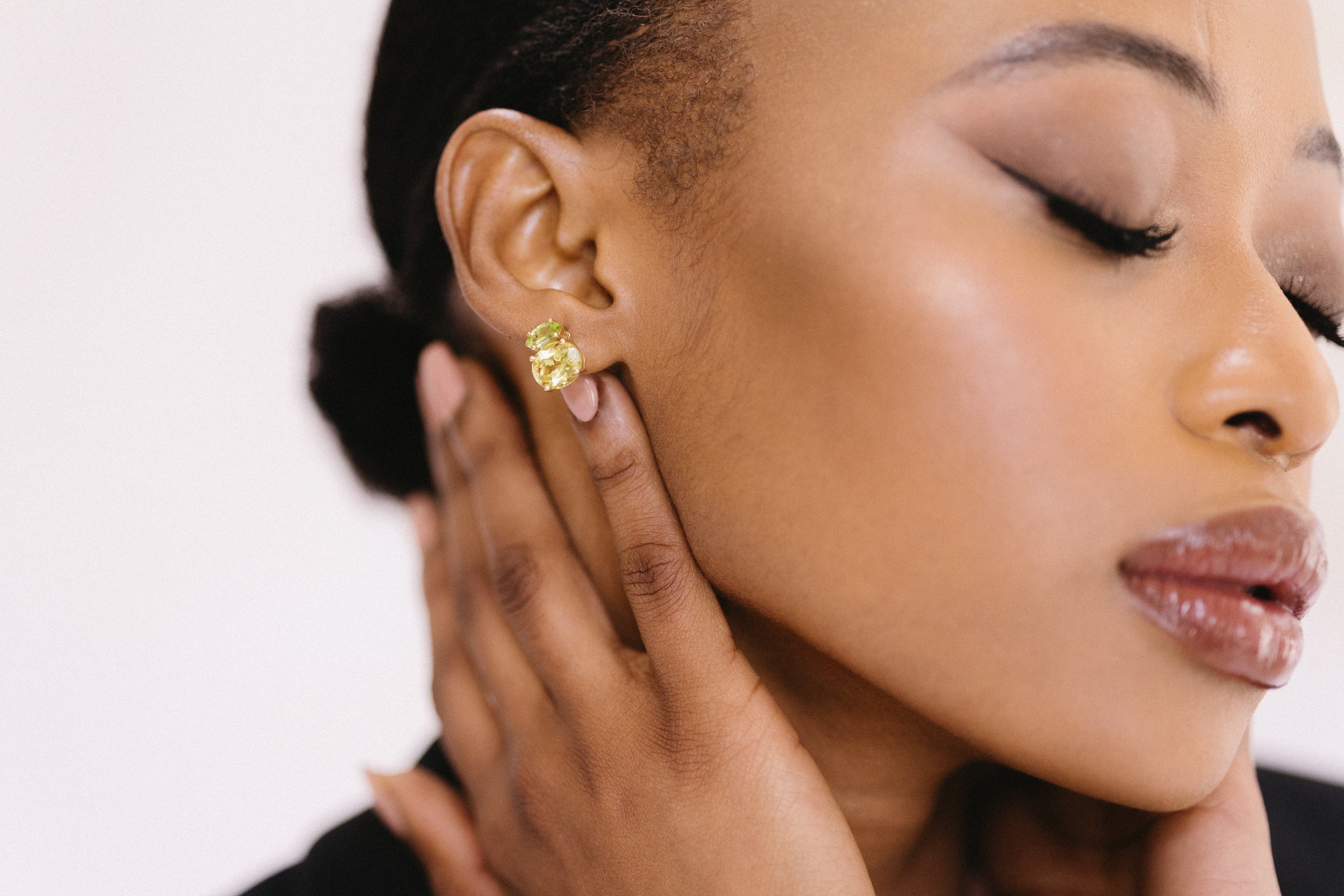 Glow on Glow Earrings Peridot and Lemon Quartz by Ali Schmidt Jewellery