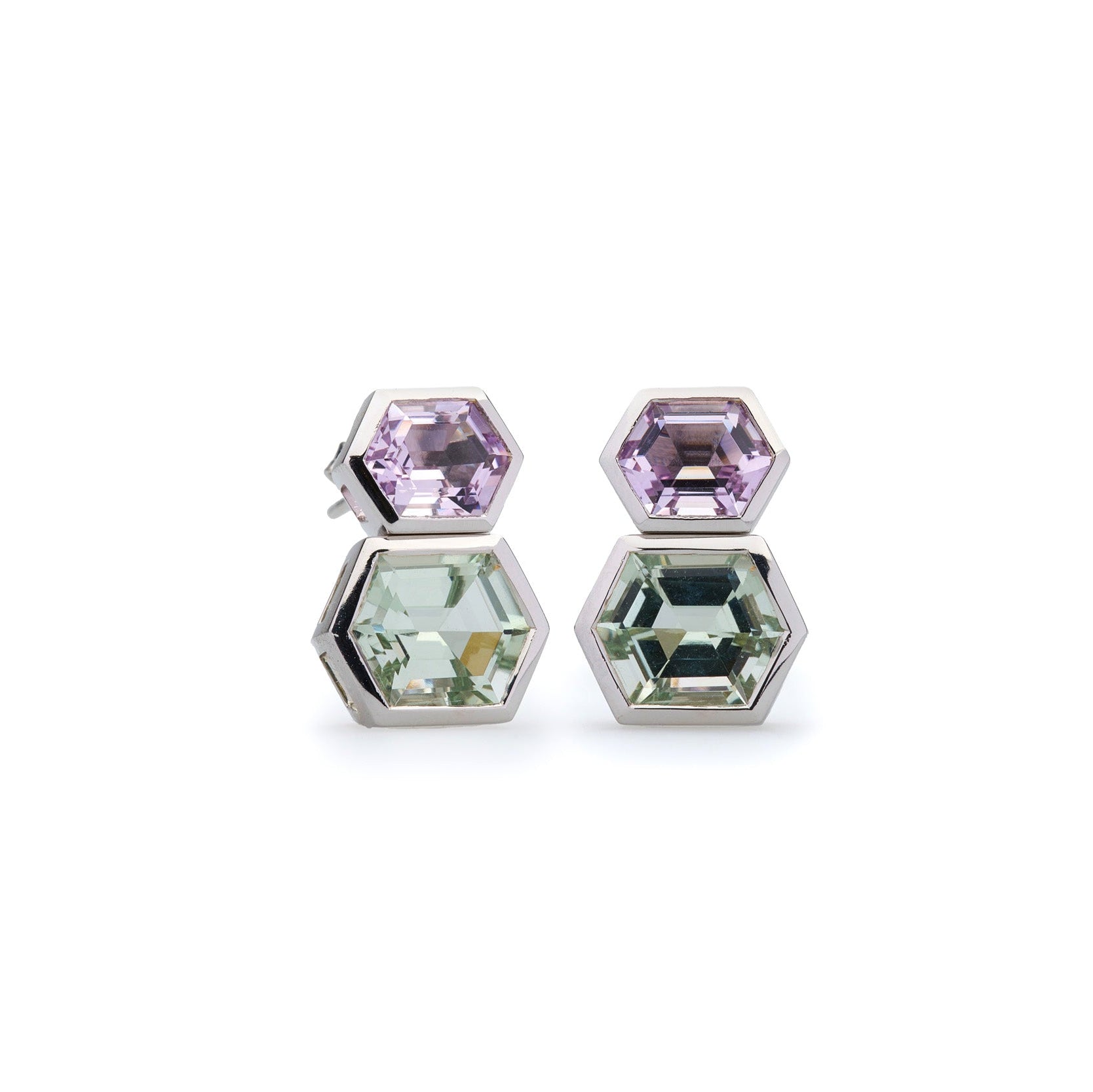 Glow on Glow Earrings Pink and Green Amethyst Hexagons | Alison Schmidt Jewellery