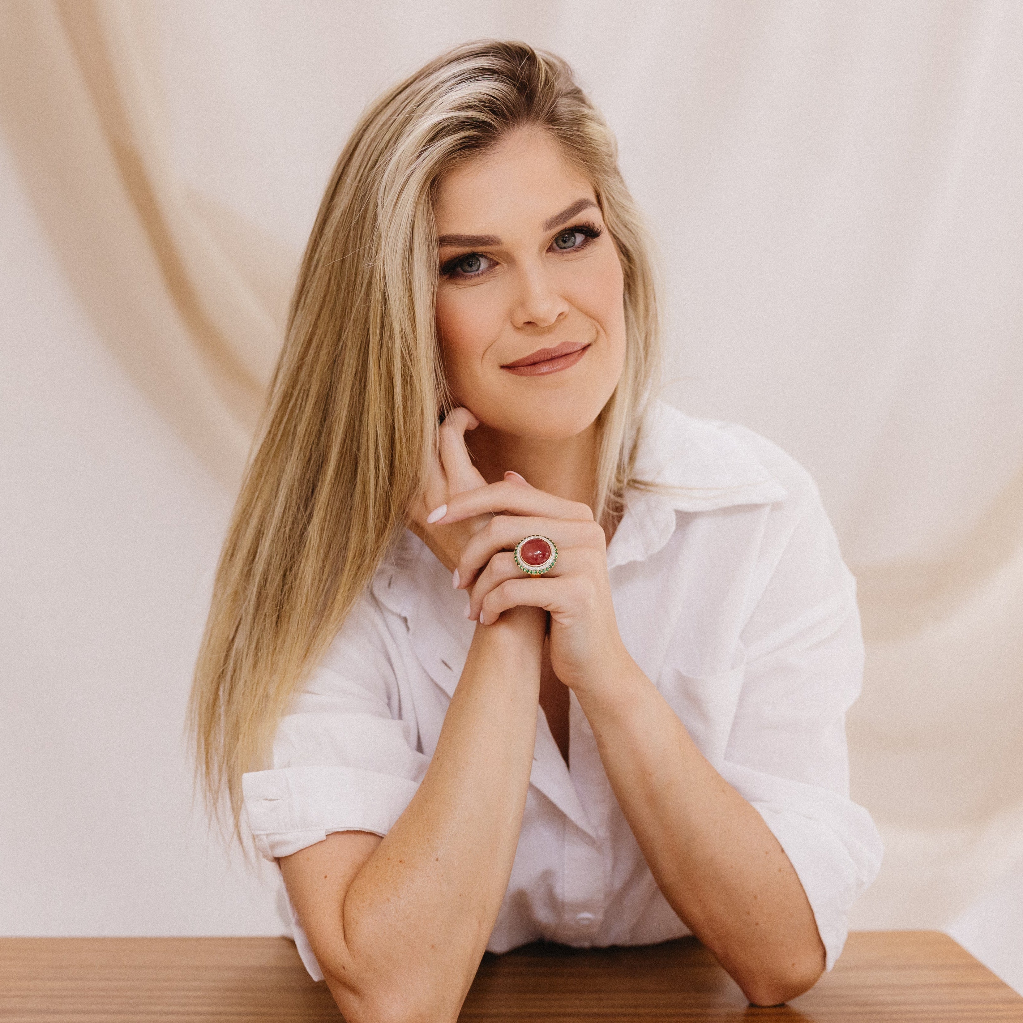 Ali Schmidt Jewellery Orb Ring in Pink Jade