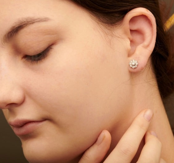 Vintage inspired diamond ear studs by Ali Schmidt Jewellery